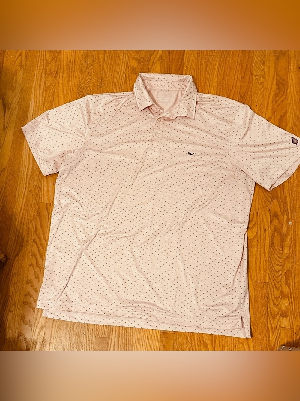 Vineyard Vines Performance Polo Shirt Men’s XL Pink Blue Micro Print Golf EUC